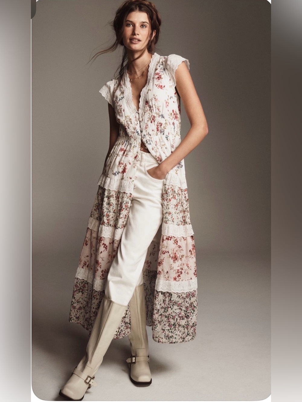 Anthropologie Floral Tiered Maxi Dress